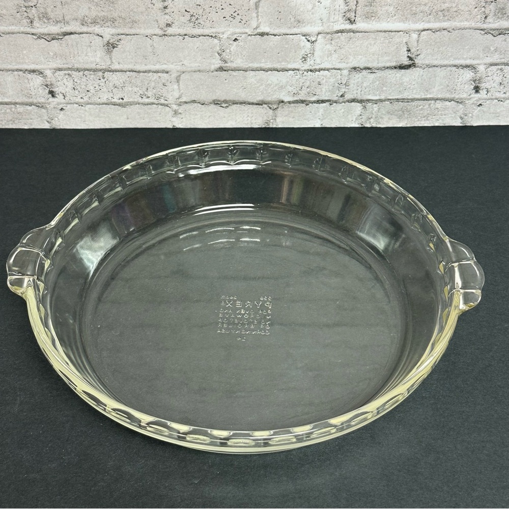 Pyrex Scalloped Edges Corning NY USA 10in Pie Clear Deep Dish Ovenware #229 VTG